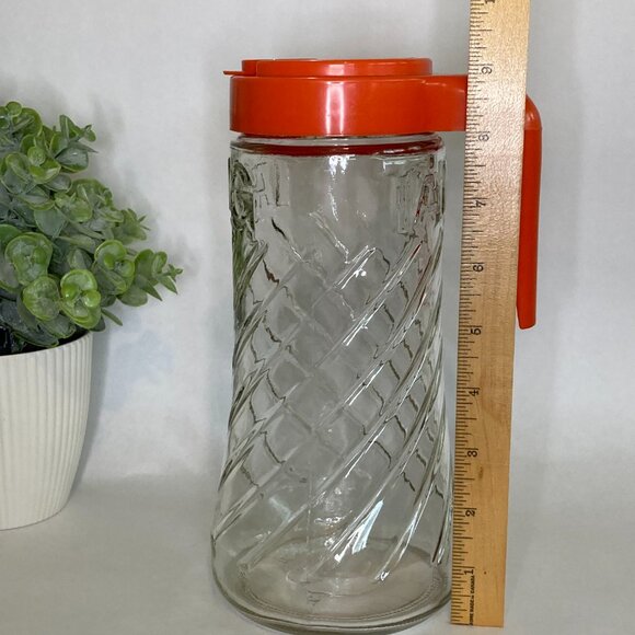 Vintage Anchor Hocking Tang Pitcher/Carafe Orange Lid Retro 1970's - Picture 8 of 8
